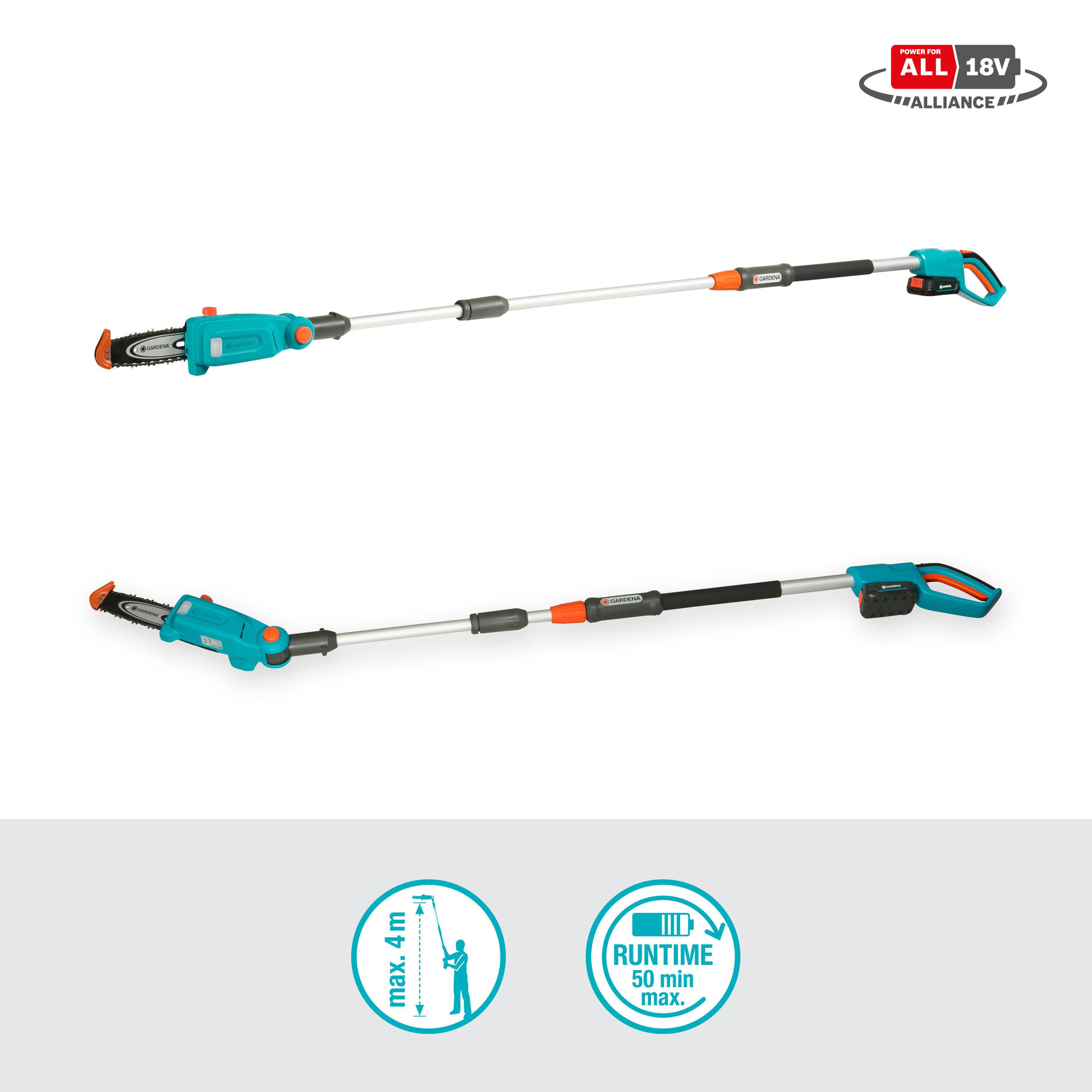 Gardena Batteri Teleskop grensav TCS 20 / 18V P4A komplet sæt18V lithium-ion 14770-20