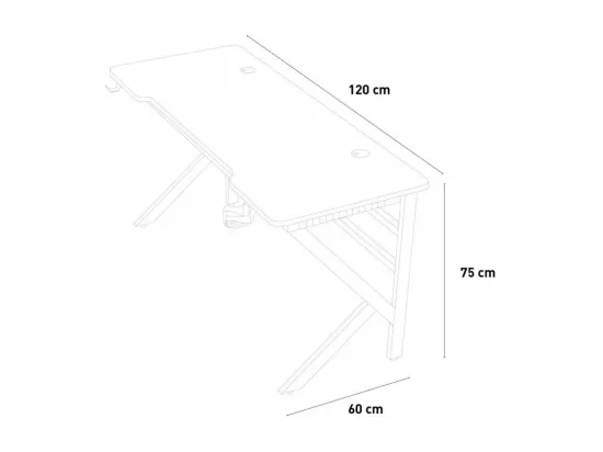 Bureau gamer LED carbone porte-gobelet design ergonomique 120x60 LIMON