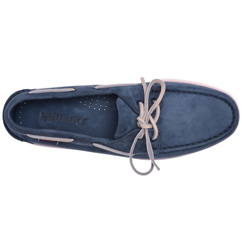 DOCKSIDES NUBUCK Blue Navy Baby Pink-CHAUSSURES BATEAU POUR HOMME EN NUBUCK Blue Navy