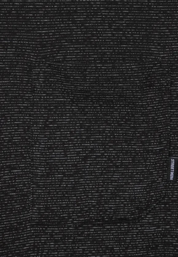 T-Shirt mit feinen Streifen - faded black
