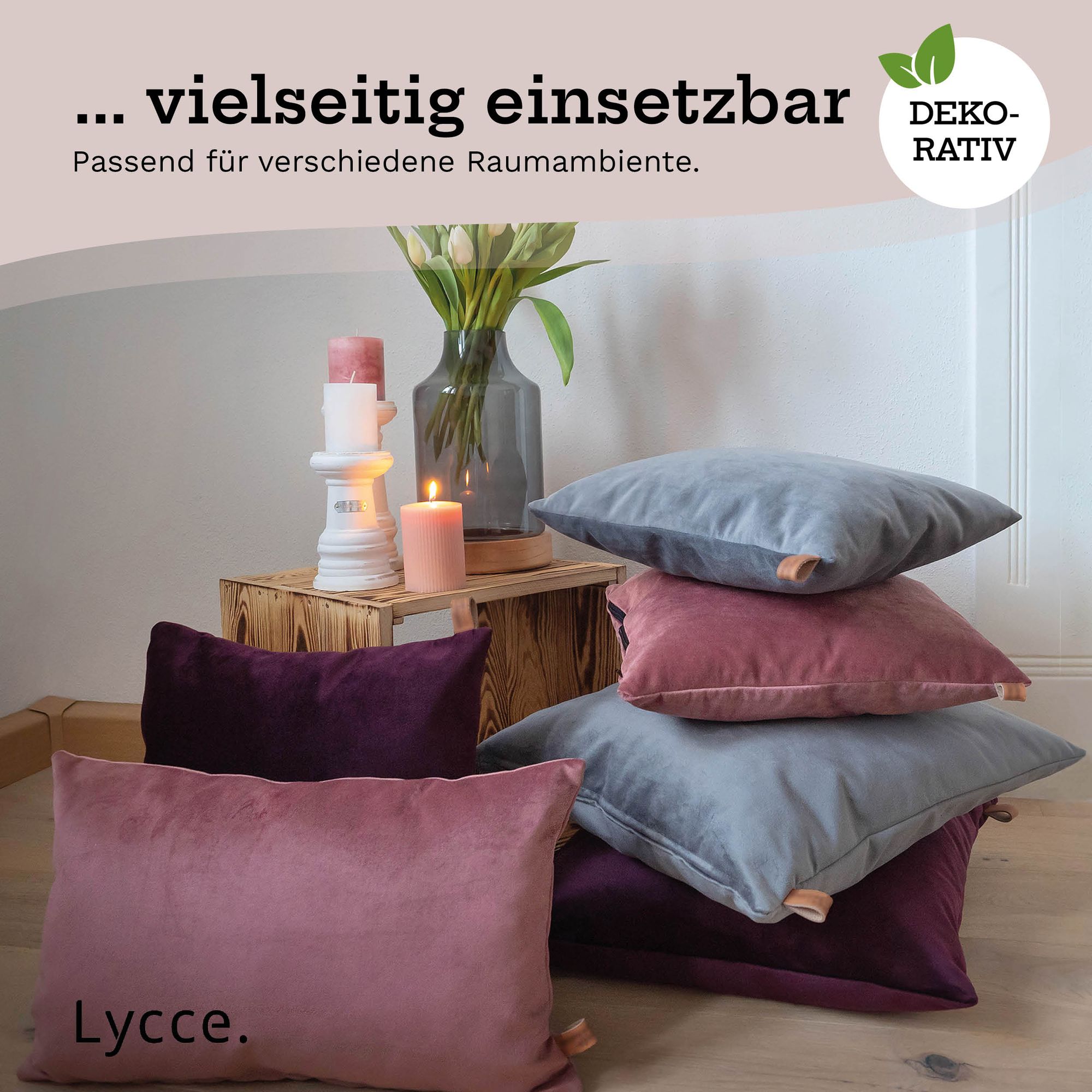 Lycce Kissenbezüge FUNDA 50x50 Retro Samt Kissenhülle Dekokissen-bezug