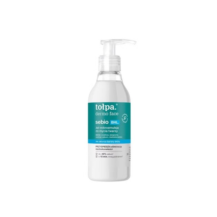 TOŁPA Dermo Face Sebio BHL Mikroemulsionsgel zum Waschen des Gesichts 195 ml
