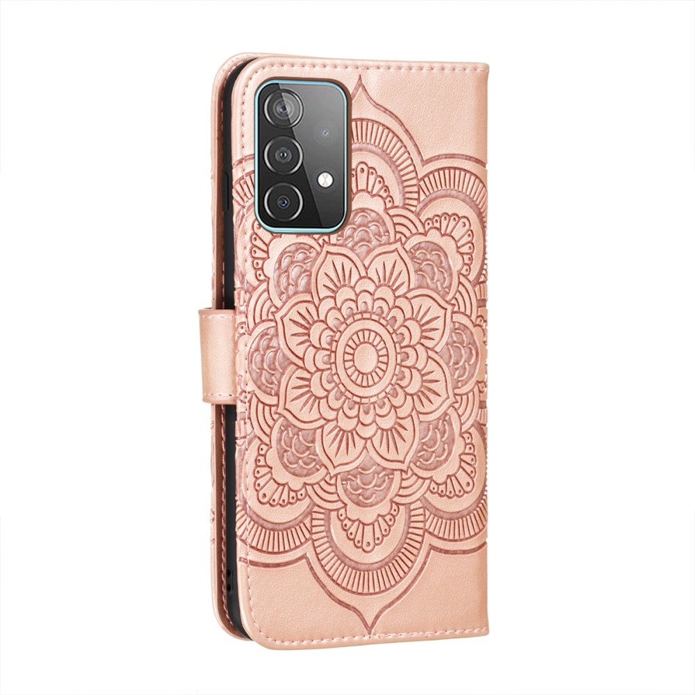 Samsung Galaxy A52s 5G / A52 (5G) Leder Tasche Wallet - Mandala Flowers Imprint - Roségold