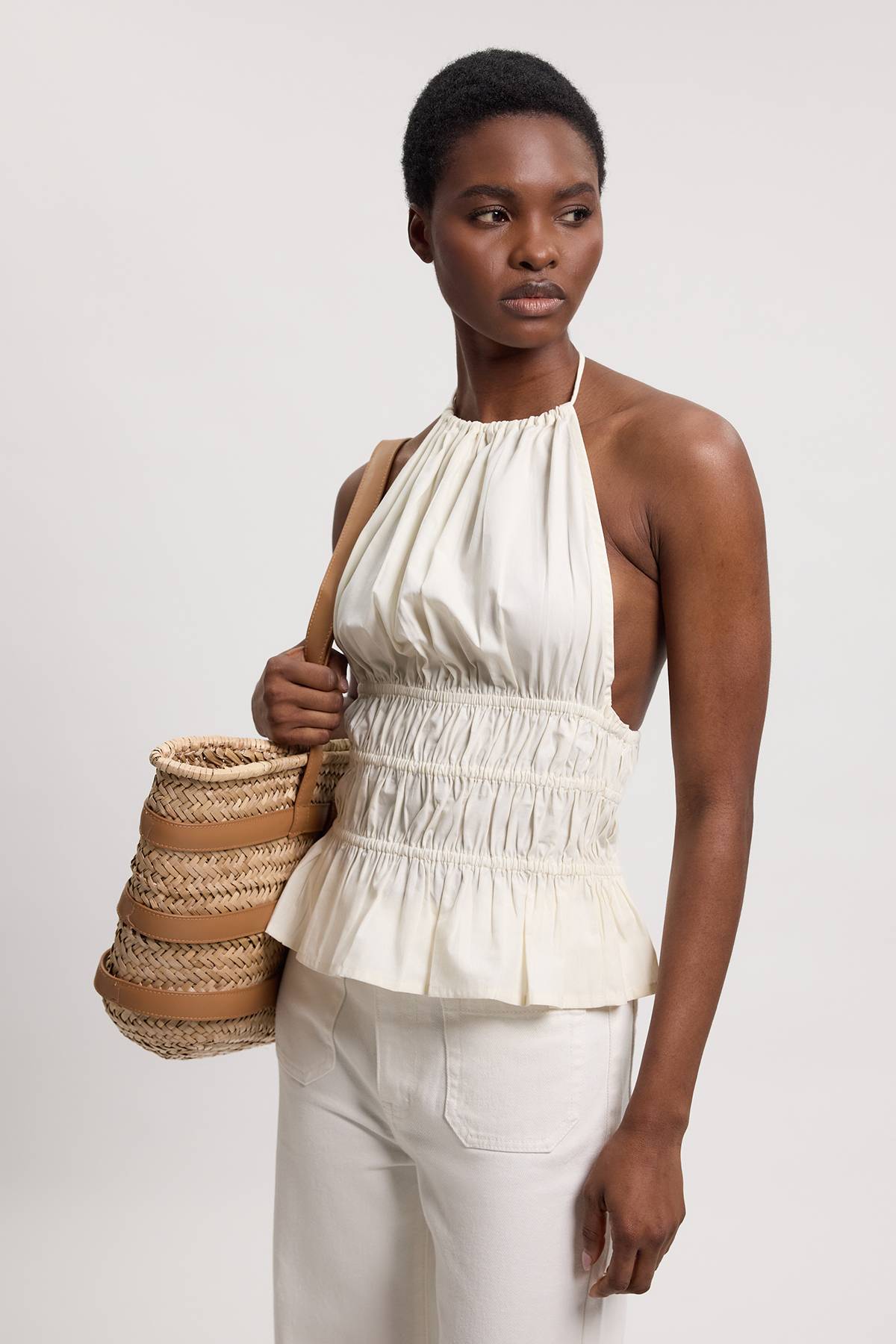 KarenMillen Haut Dos-nu En Coton Froncé