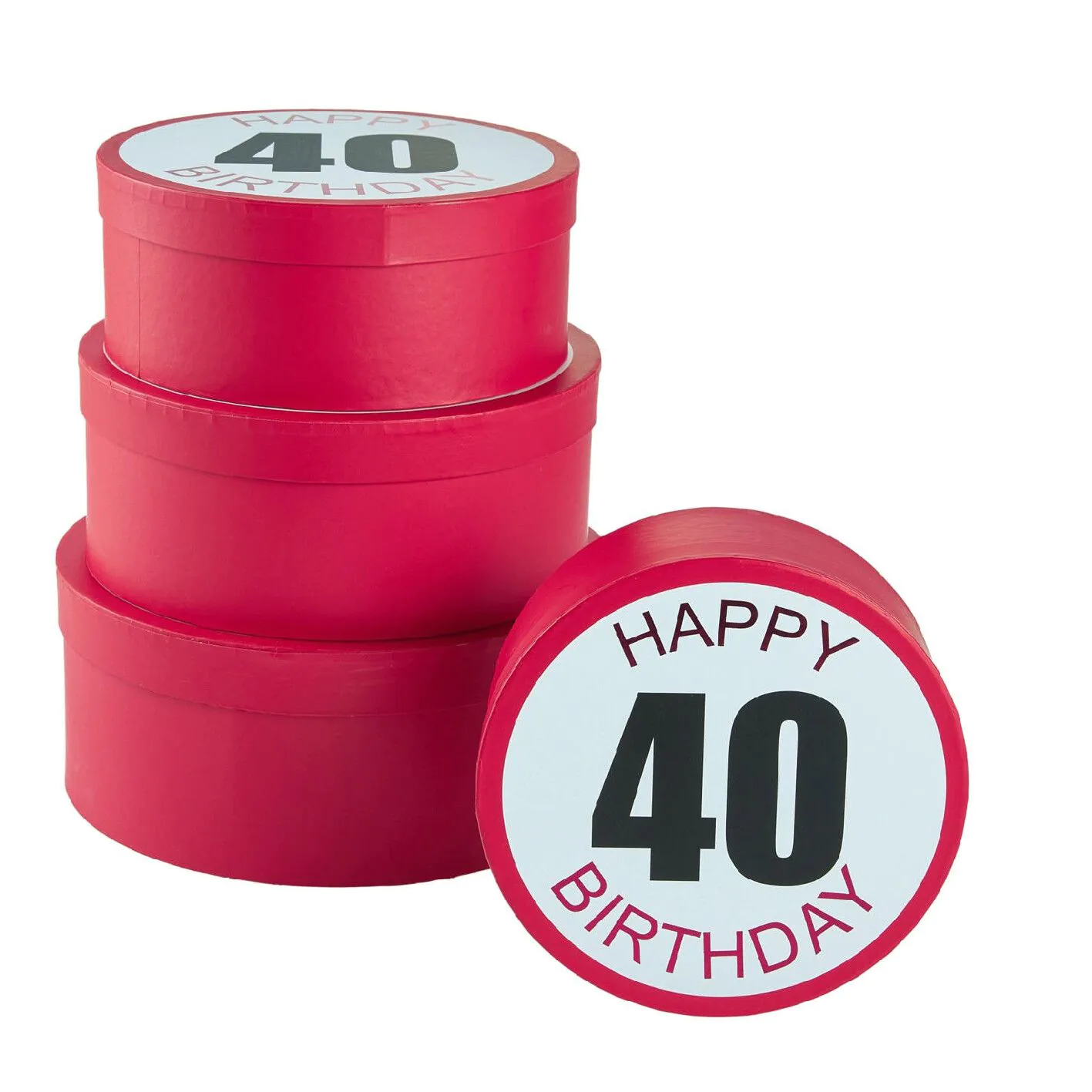 4er Set Geschenkkarton Geburtstag/40, rund