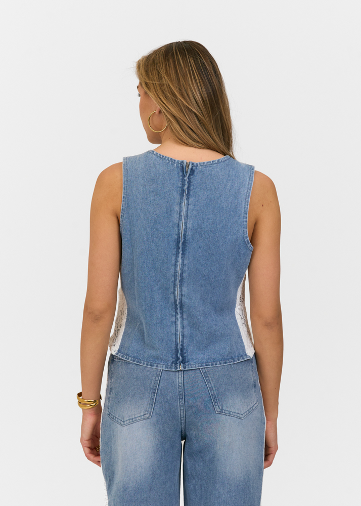 Robin denim top blauw