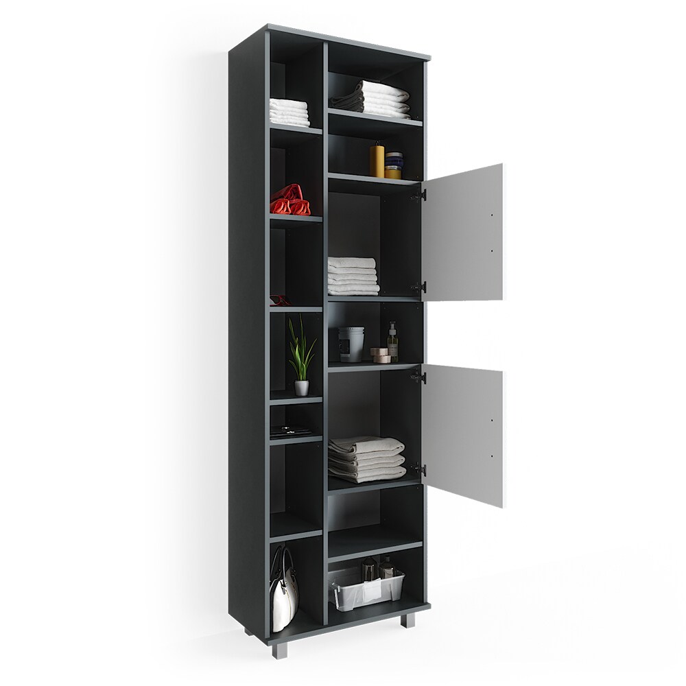 Badmöbel Set ILIAS Bad Spiegel Unterschrank Badschrank Hochschrank Spiegelschrank Weiß Anthrazit