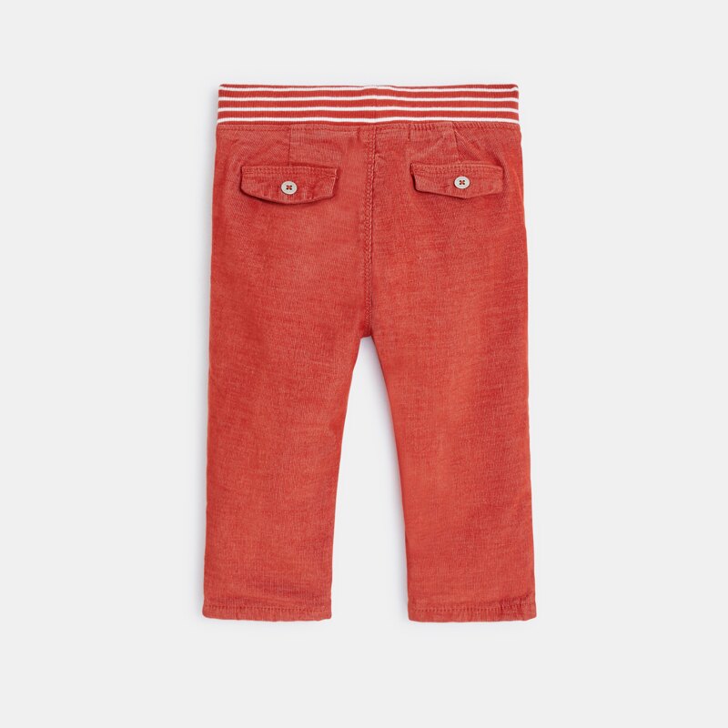 Pantalon velours milleraie taille élastiquée orange bébé garçon Orange