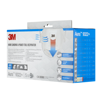 3M Aura stofmasker 9322 FFP2 met ventiel