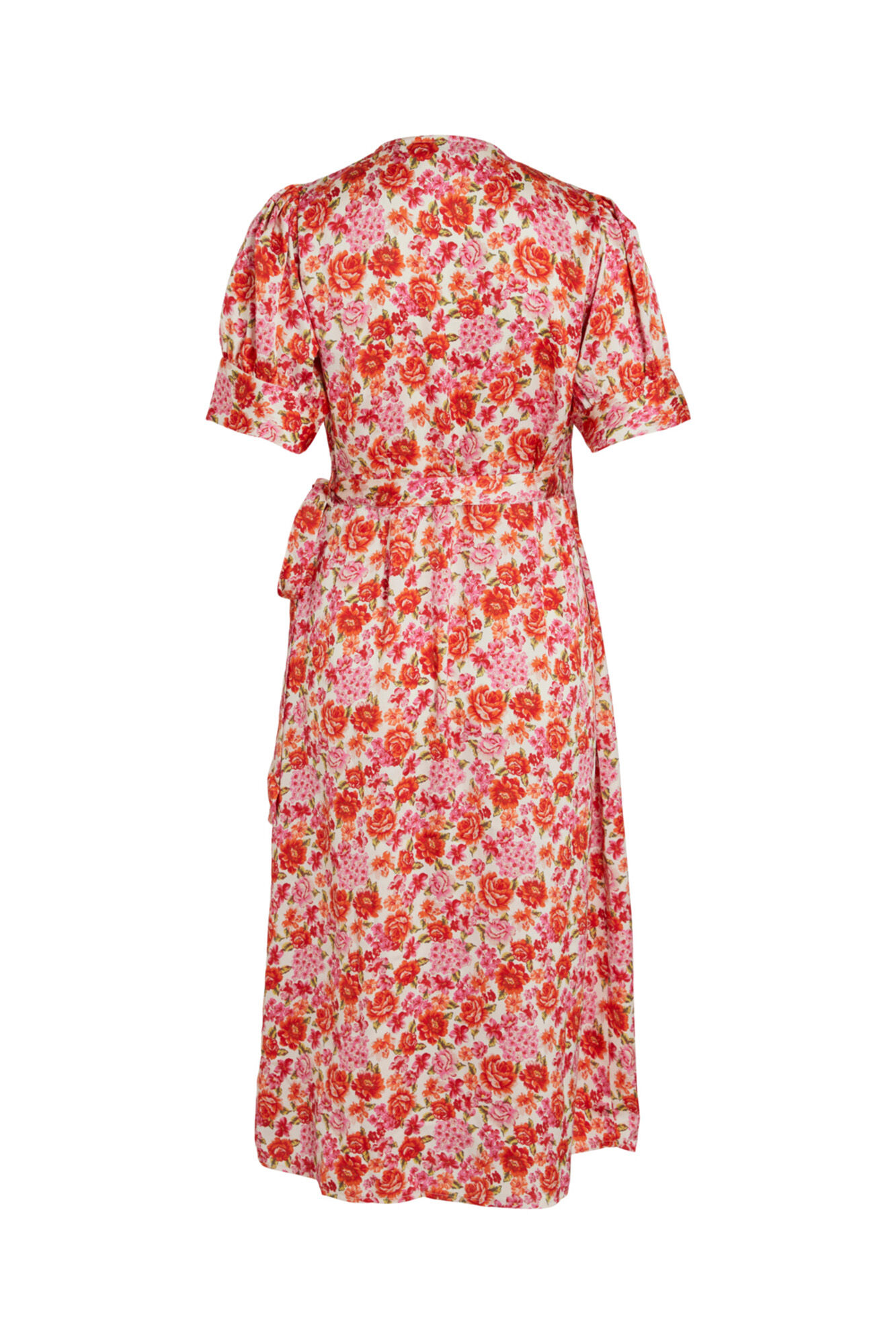 Vestido midi de manga curta - Laranja