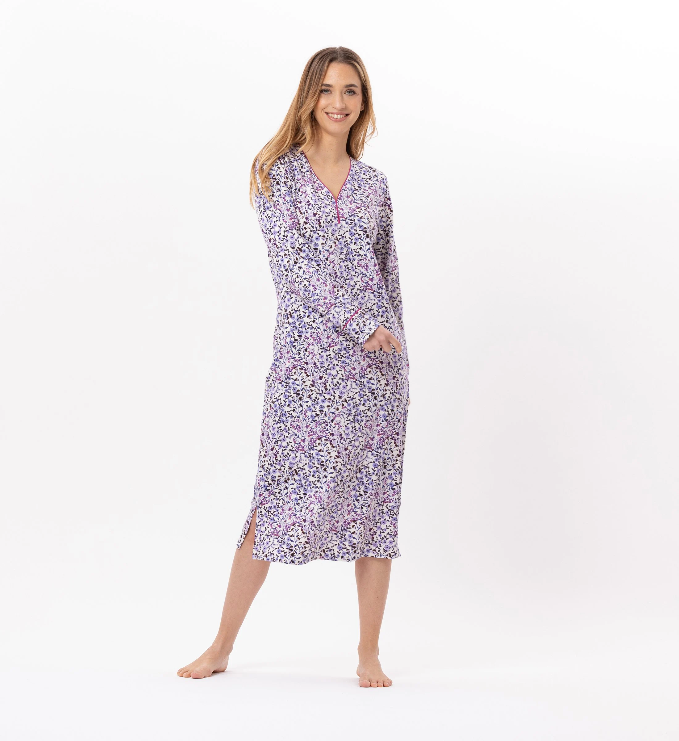 Chemise de nuit longue en jersey | Multicolore