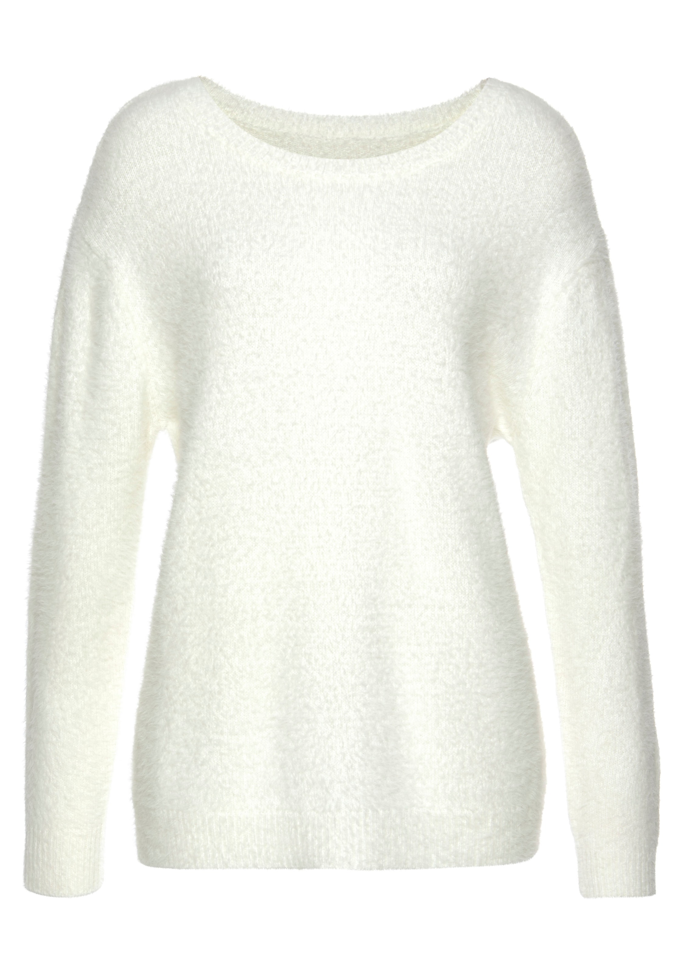 LASCANA Rundhalspullover , mit Flausch-Effekt, lockerer Damenpullover, Basic