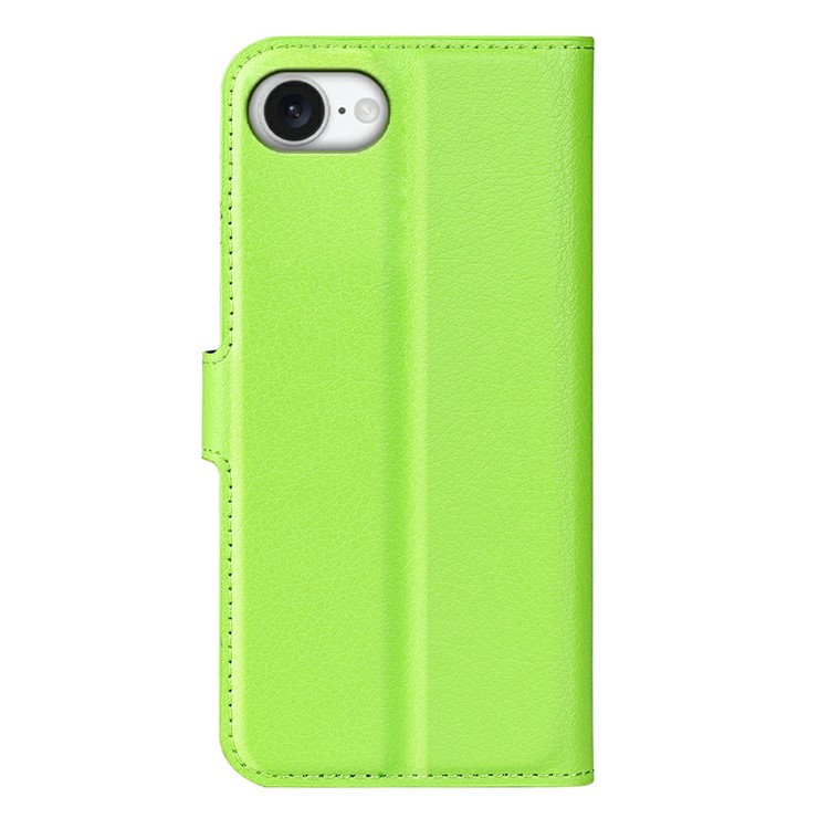 iPhone 16e Leder Tasche Flip Cover Litchi Look - Grün