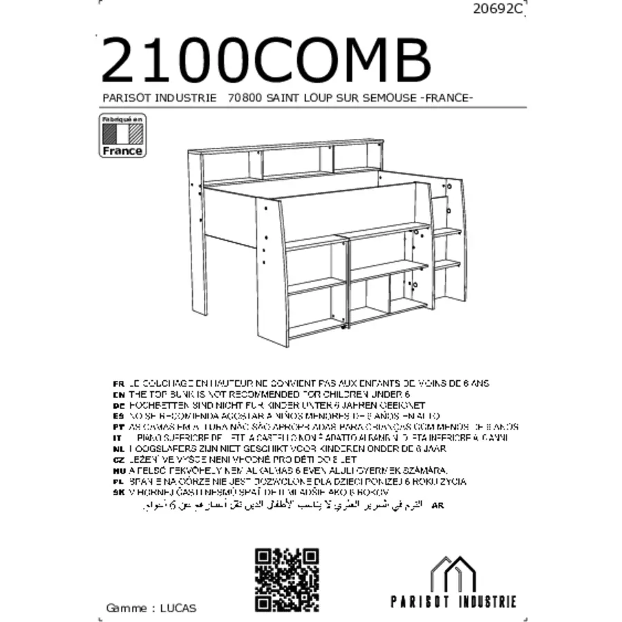 Parisot Hochbett Lucas Japanische Eiche Japanische Eiche