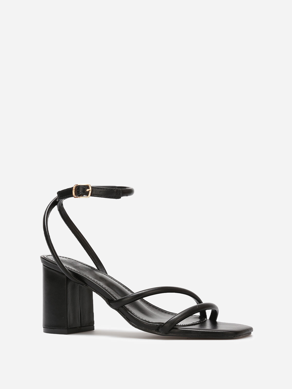 Sandales simili à brides matelassées- Noir