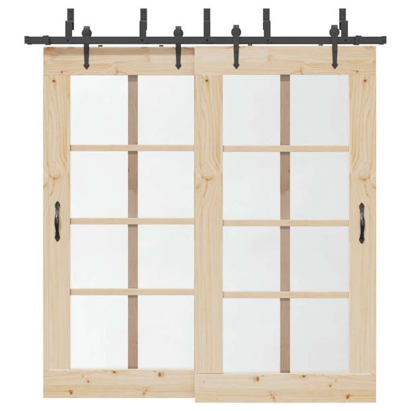 Kit de Ferragens para Porta Deslizante 213,5 cm Aço Preto - 4202394848