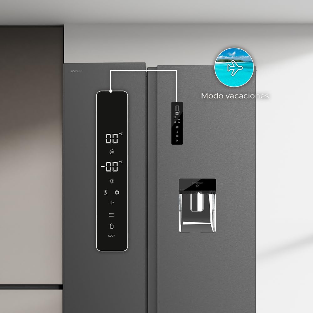 Cecotec American Refrigerator Bolero CoolMarket SBS 559 Dark E. 559L, 177 cm X 90 cm, Class E, Multi Air Flow System, Total No frost, Inverter plus mo