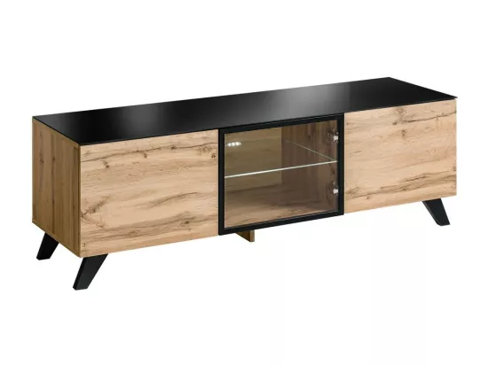 Meuble tv TINO. Idéal pour votre salon. Look tendance type industriel, bois, verre et métal.