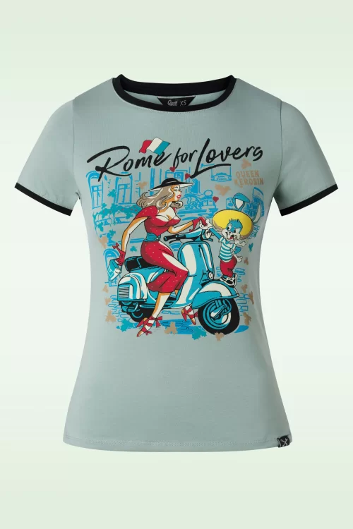 Queen Kerosin Rome for Lovers t-shirt in hemelsblauw
