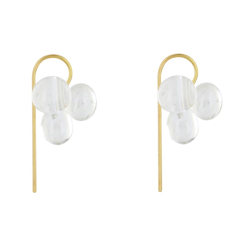 Boucles d'Oreilles Crochet Laiton et Bouquet de Perles de Verre