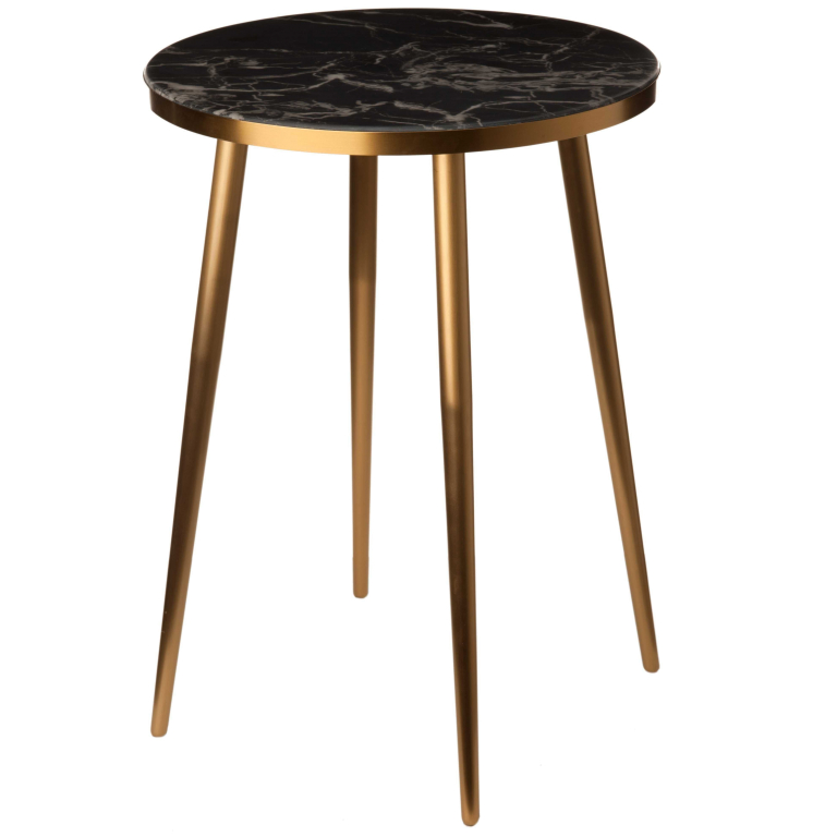 POLSPOTTEN Marble Look bijzettafel 40 zwart