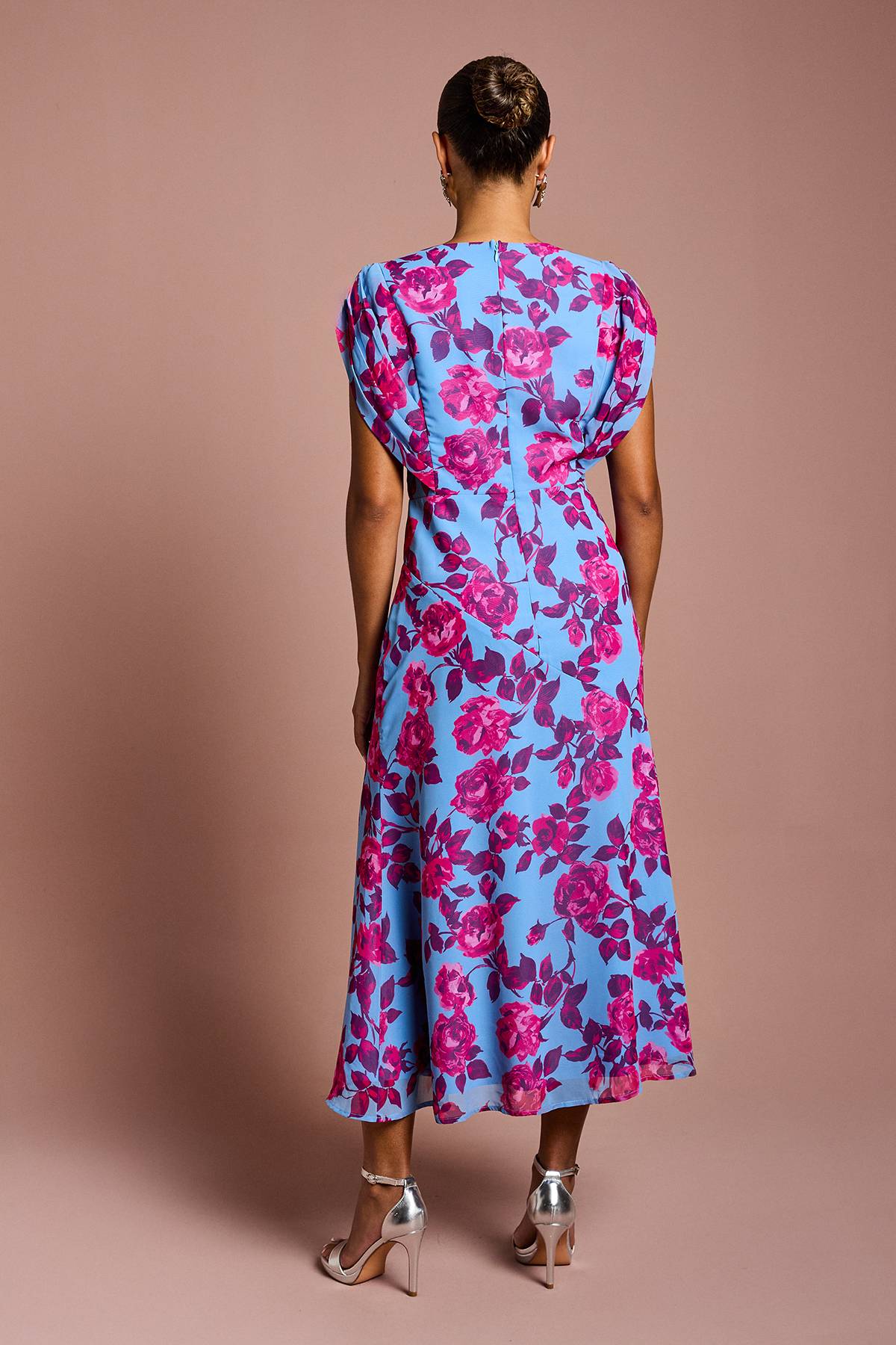 Coast Robe Midi en Mousseline à Manches Courtes Petite Taille
