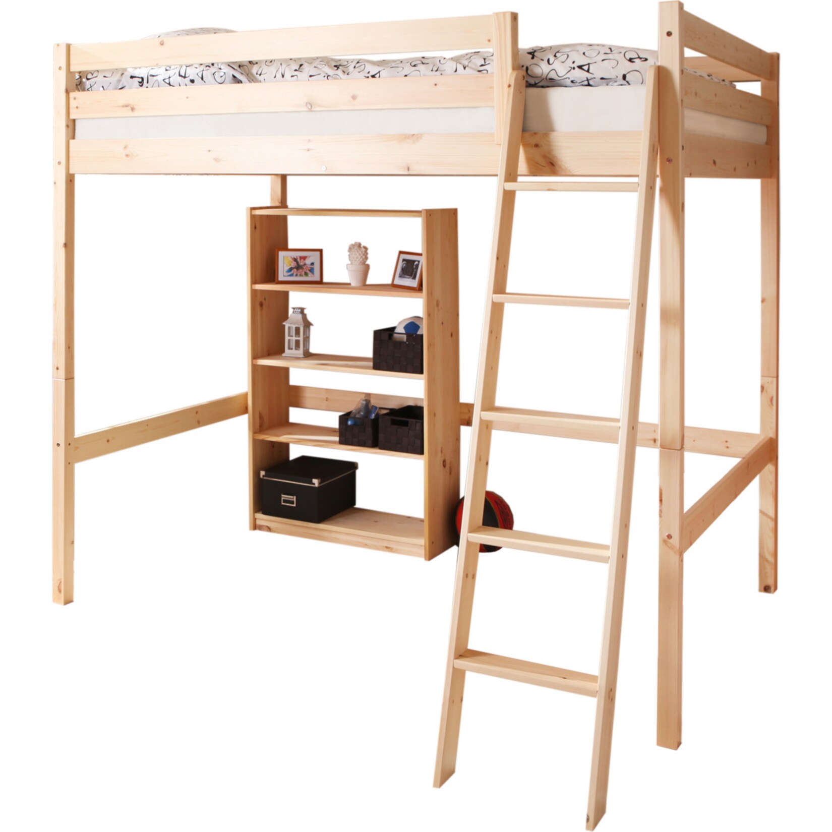 TiCAA Hochbett Matthias 140 x 200 Kiefer Natur