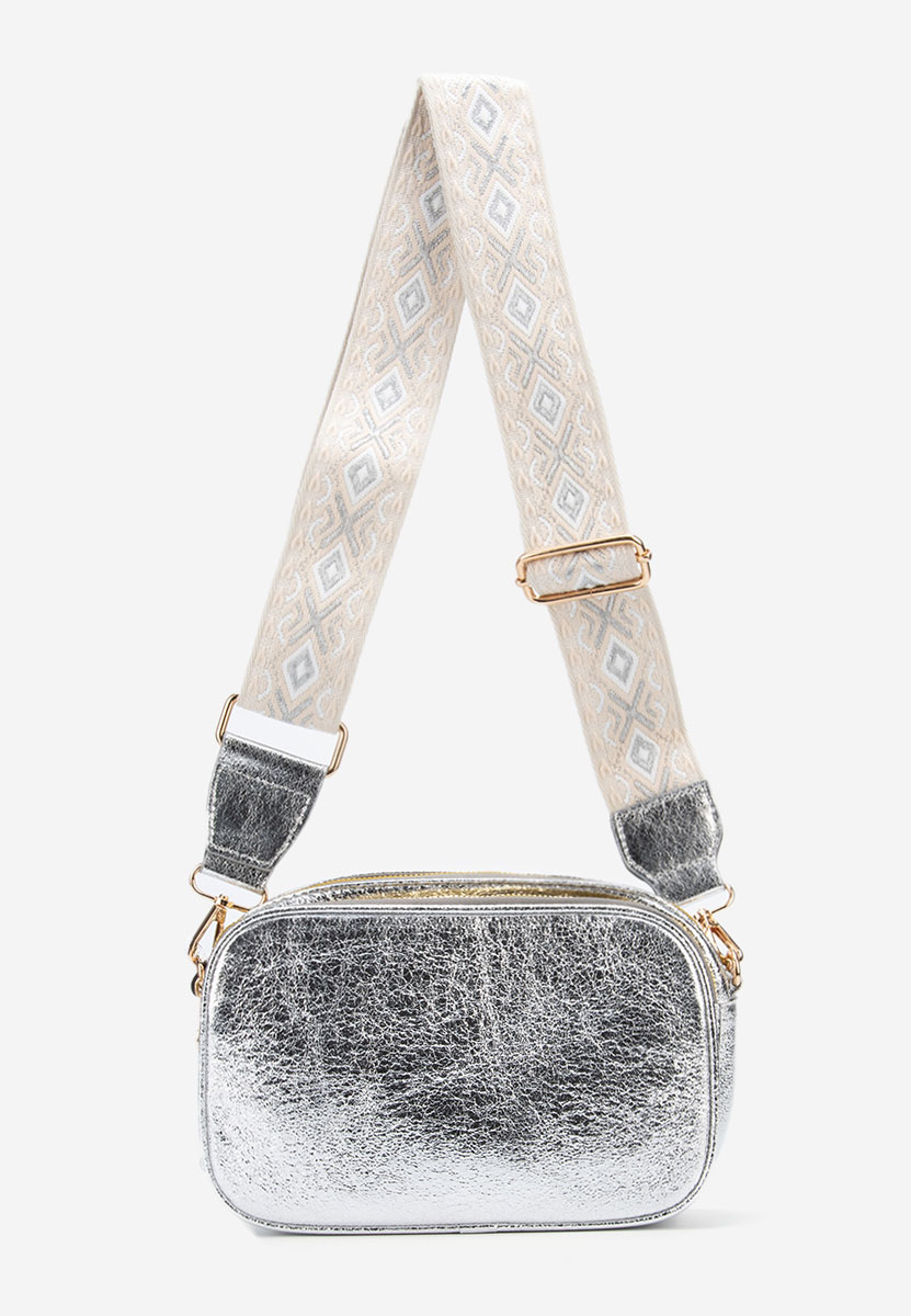 Sac bandoulière femme argent Kasra