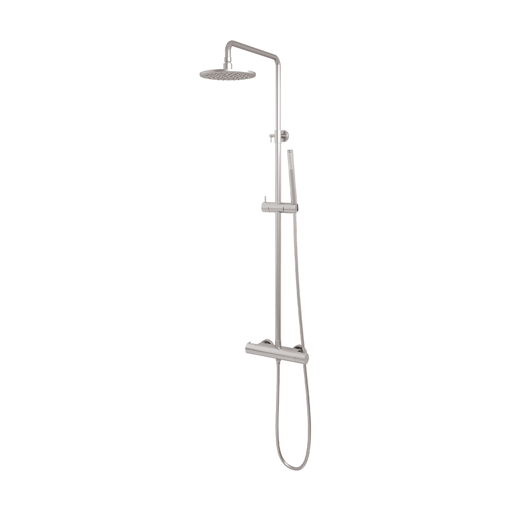 Brauer Brushed Edition opbouw regendoucheset met staafhanddouche en hoofddouche 20cm RVS geborsteld PVD