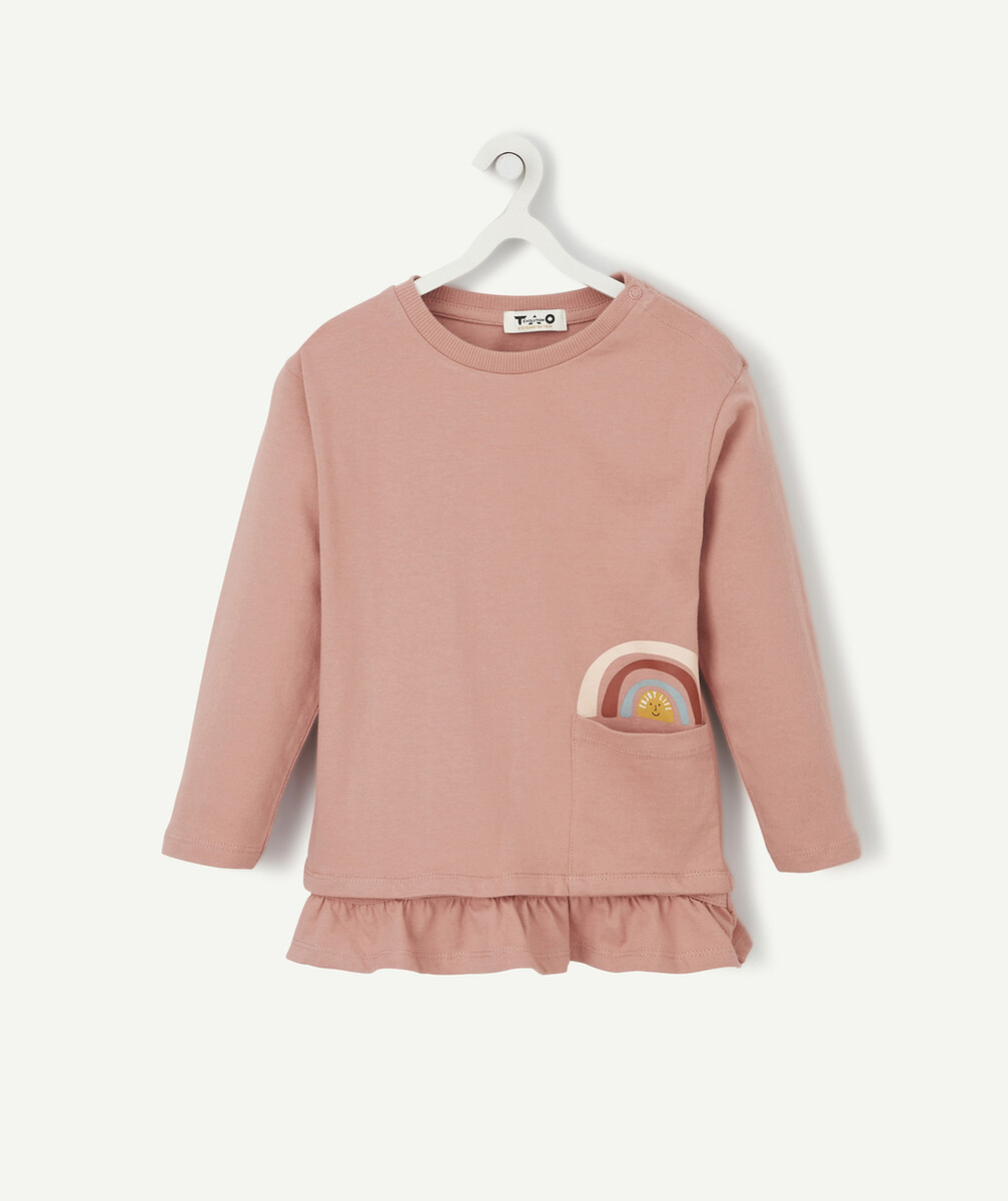 LE T-SHIRT ÉVOLUTIF MANCHES LONGUES VIEUX ROSE EN COTON PIMA
