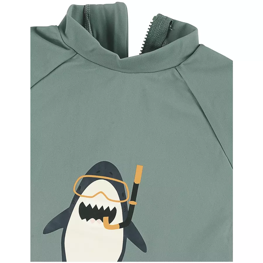Sterntaler Kurzarm-Schwimmshirt Hai dunkelgrün