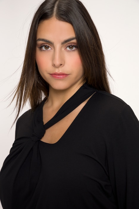 Shirt, Cut-Out, Slim, drapierter V-Ausschnitt, Langarm