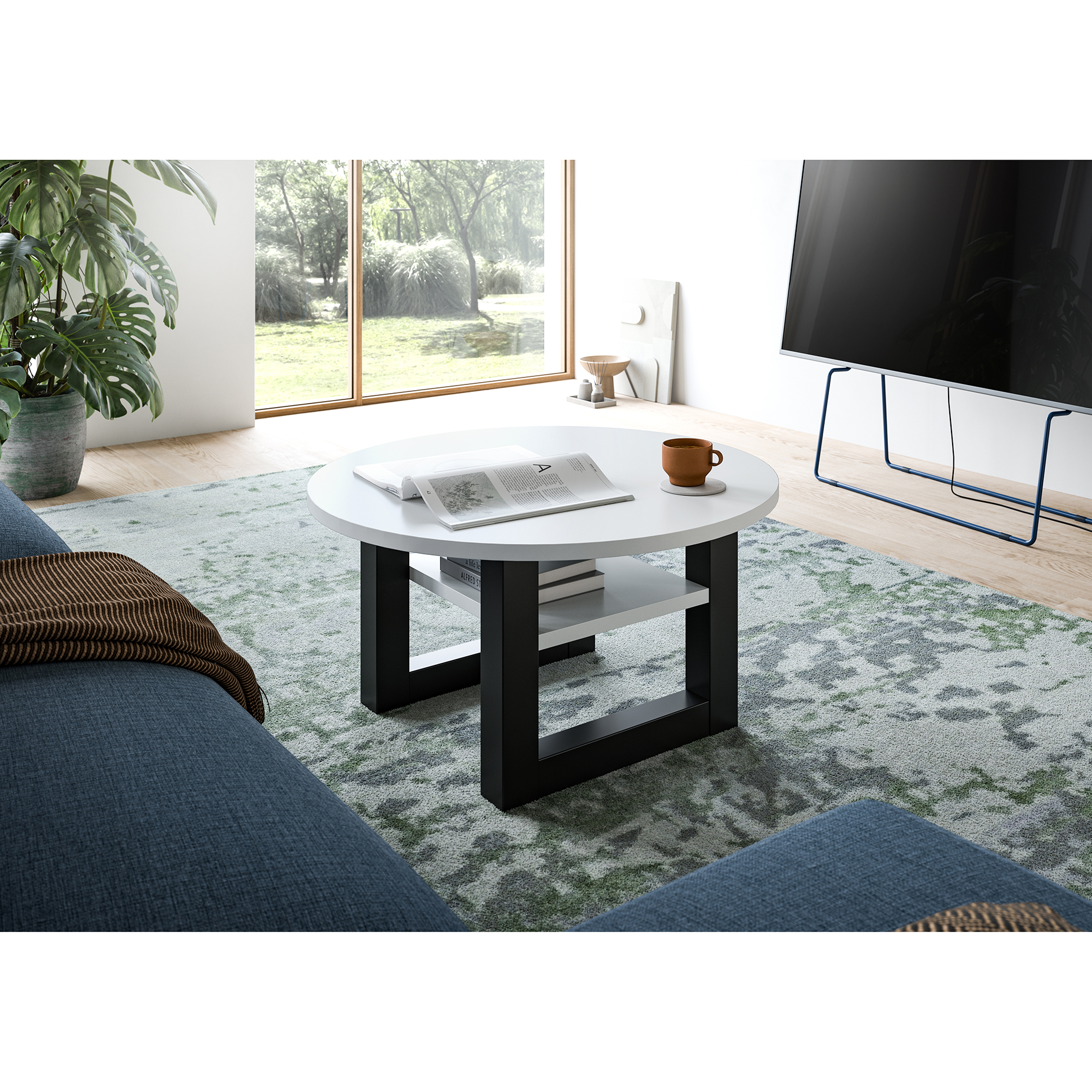 Couchtisch - weiß-grau - Ø 75 cm