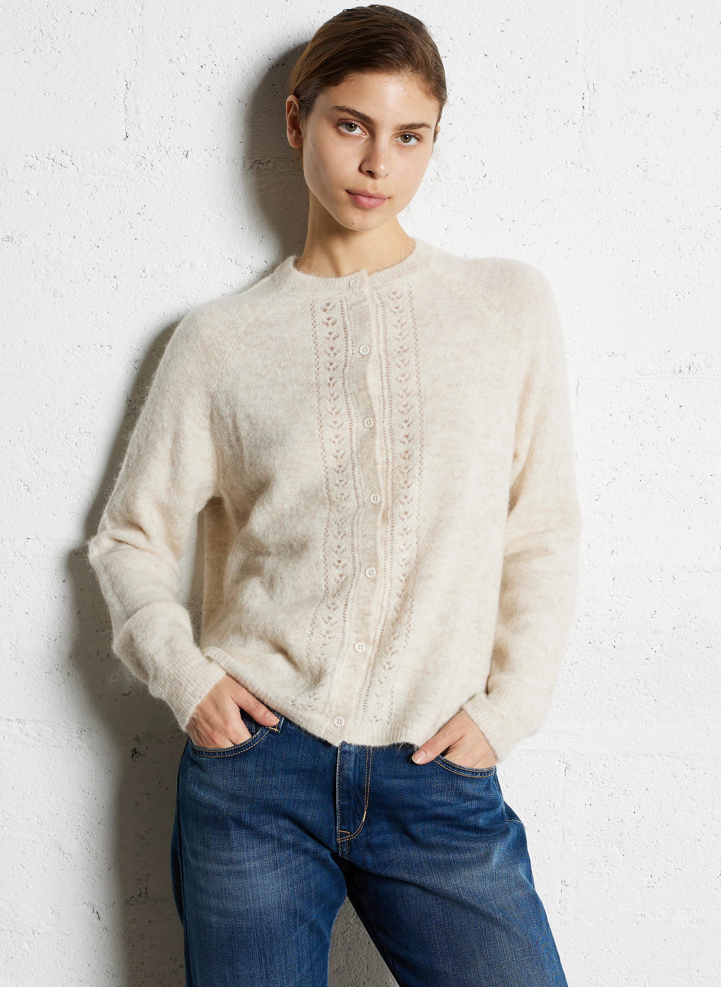 GABY - Gilet col rond | Beige