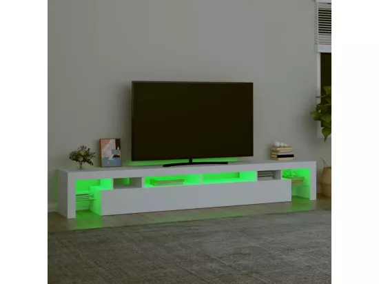 Meuble TV avec lumières LED Blanc 260x36,5x40 cm