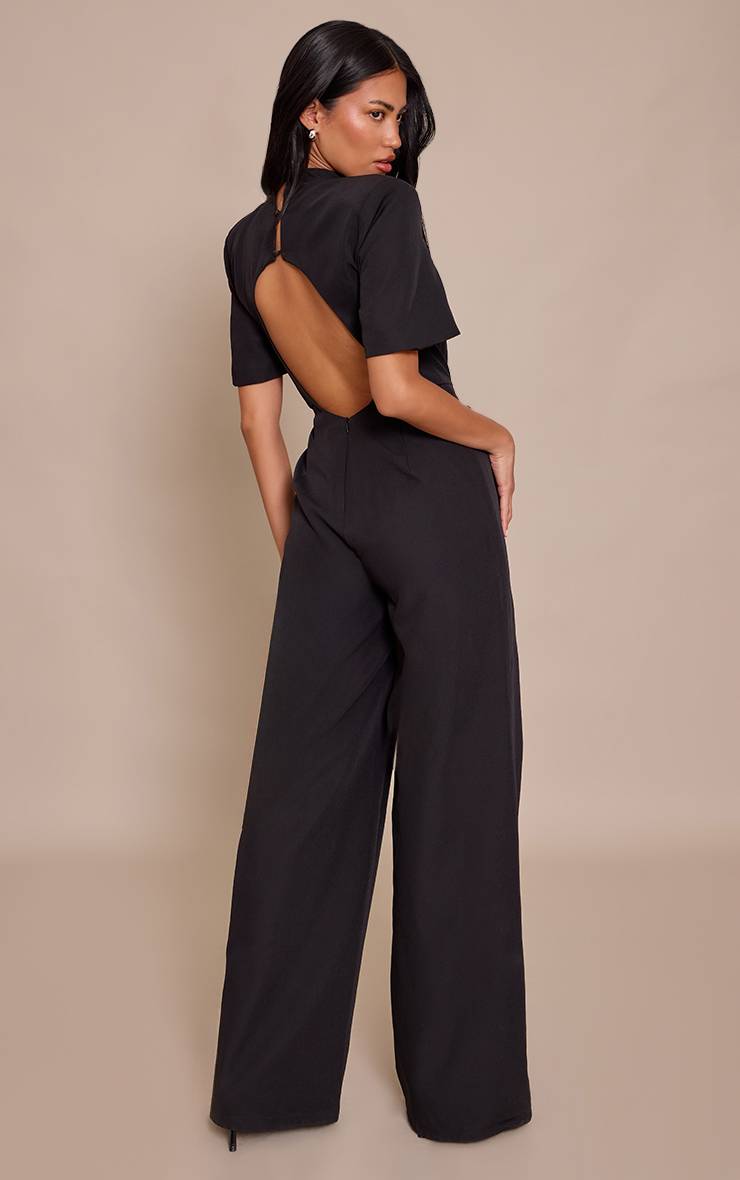 Noir Combinaison-pantalon Ajustée À Manches Courtes
