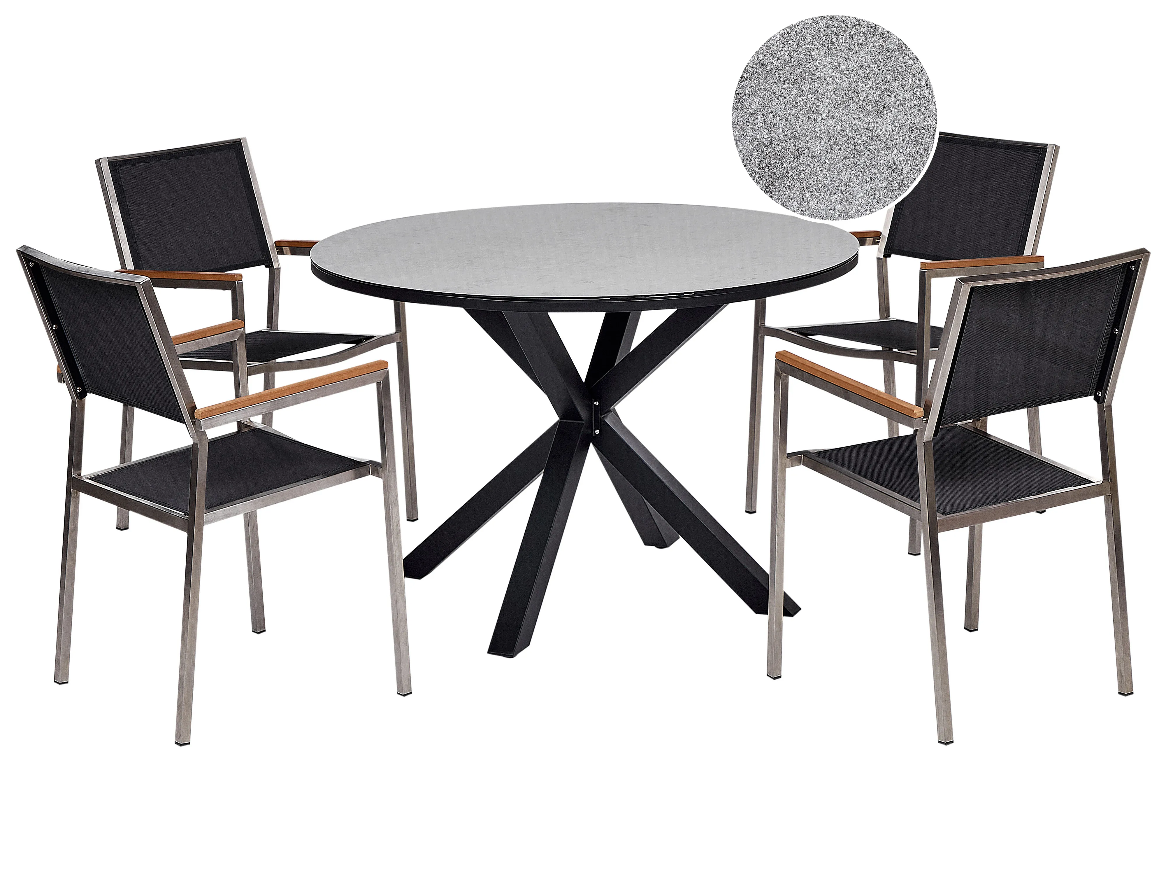 Tuinset 4-zits MALETTO/GROSSETO Metaal Marmereffect Grijs/zwart