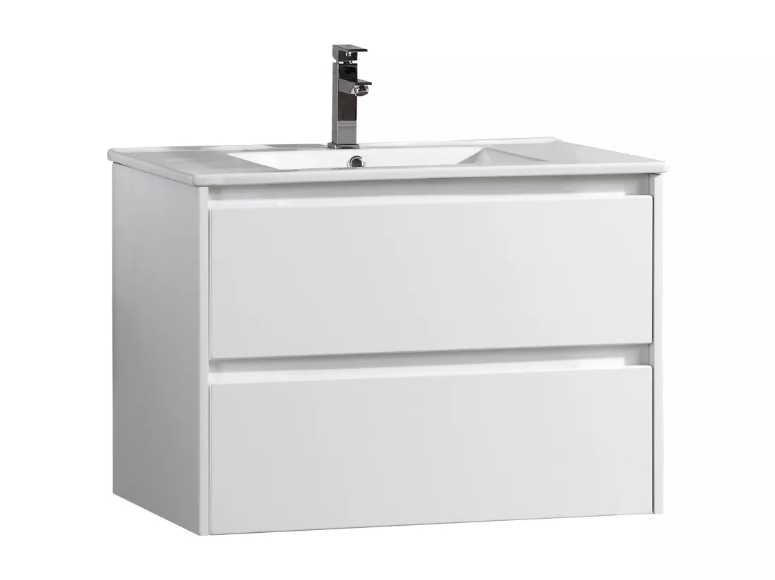 Ensemble meuble de salle de bain 80 cm blanc laqué Aquadoli