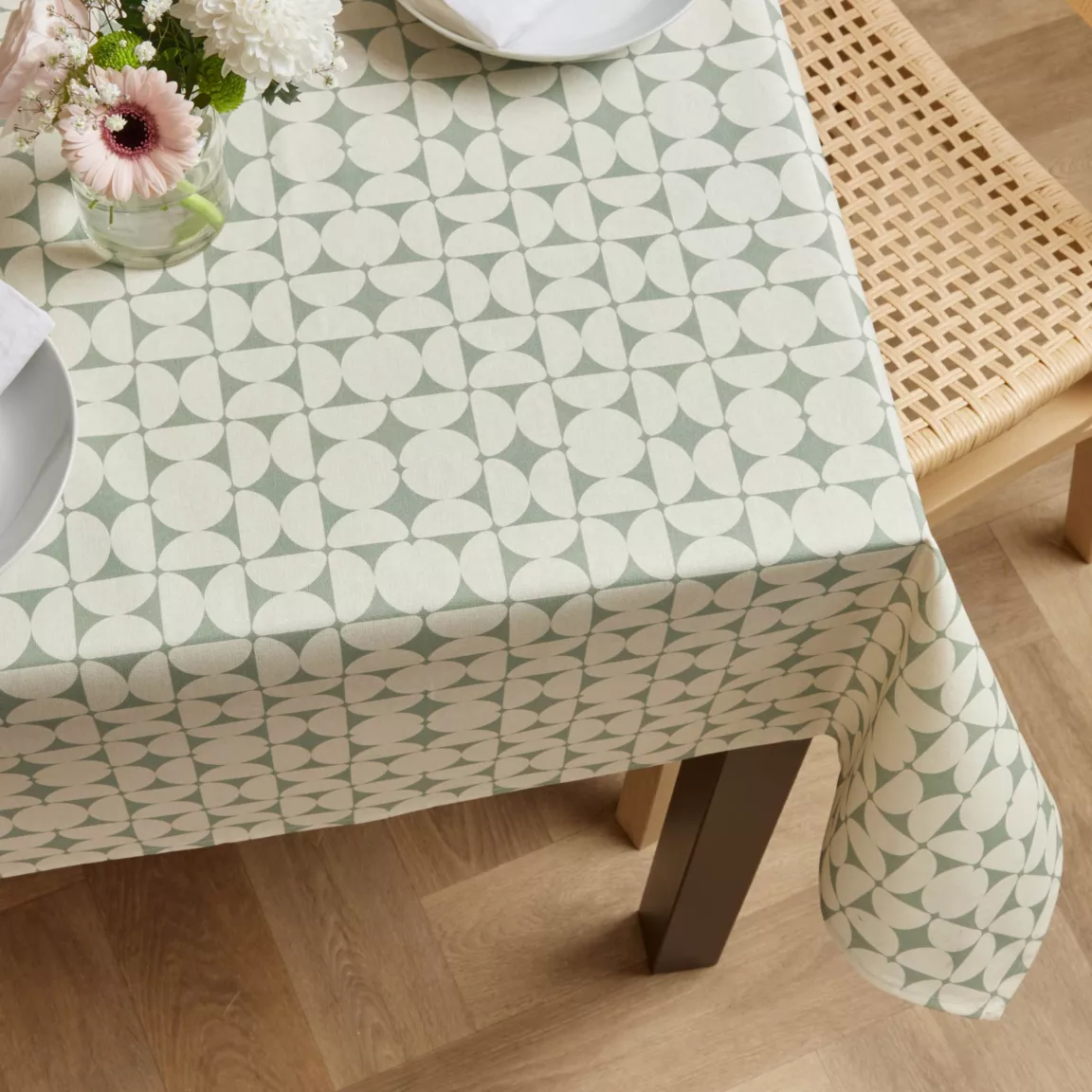 Nappe rectangulaire coton enduit (150 x 250 cm) Sofia Verte