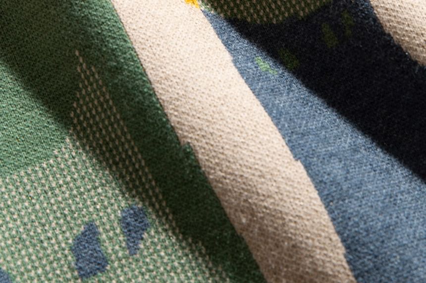 Chuoku - Ronde hals kattenjacquardtrui