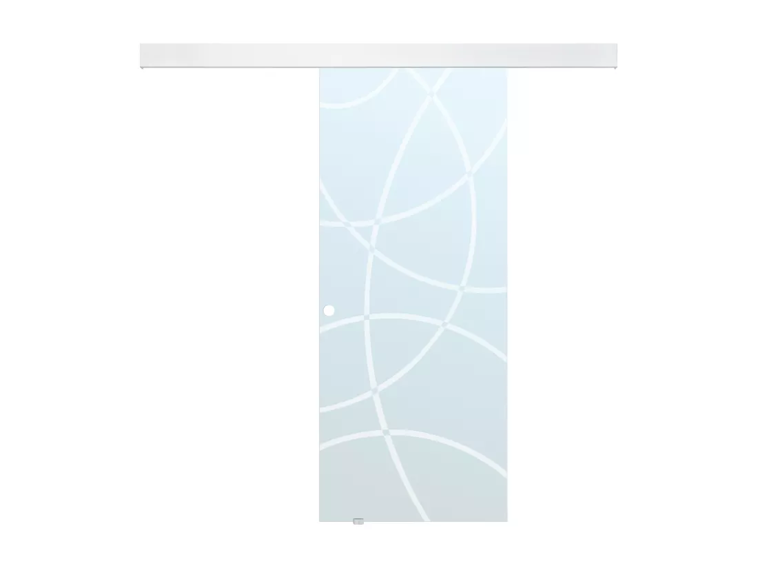 Porte coulissante avec système en applique H205 x L73 cm - Verre trempé dépoli - HEIDI