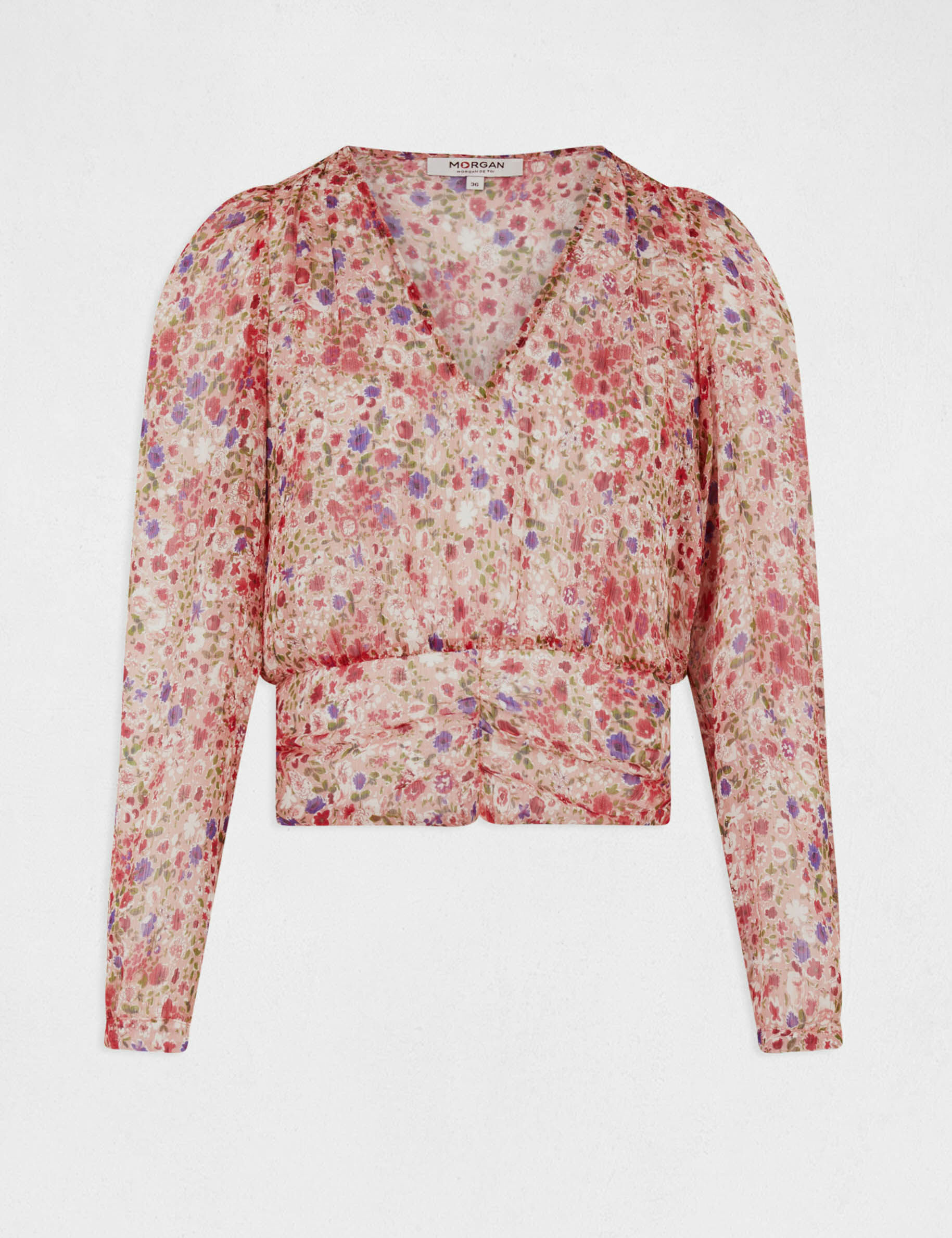 Blouse manches longues imprimé floral multico femme - multico