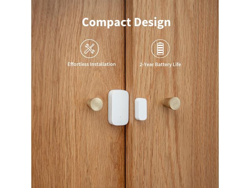 Aqara Funk-Fenster- und Türkontakt T1, Zigbee 3.0 Weiss Smart-Sensor um offene Türen und Fenster zu erkennen