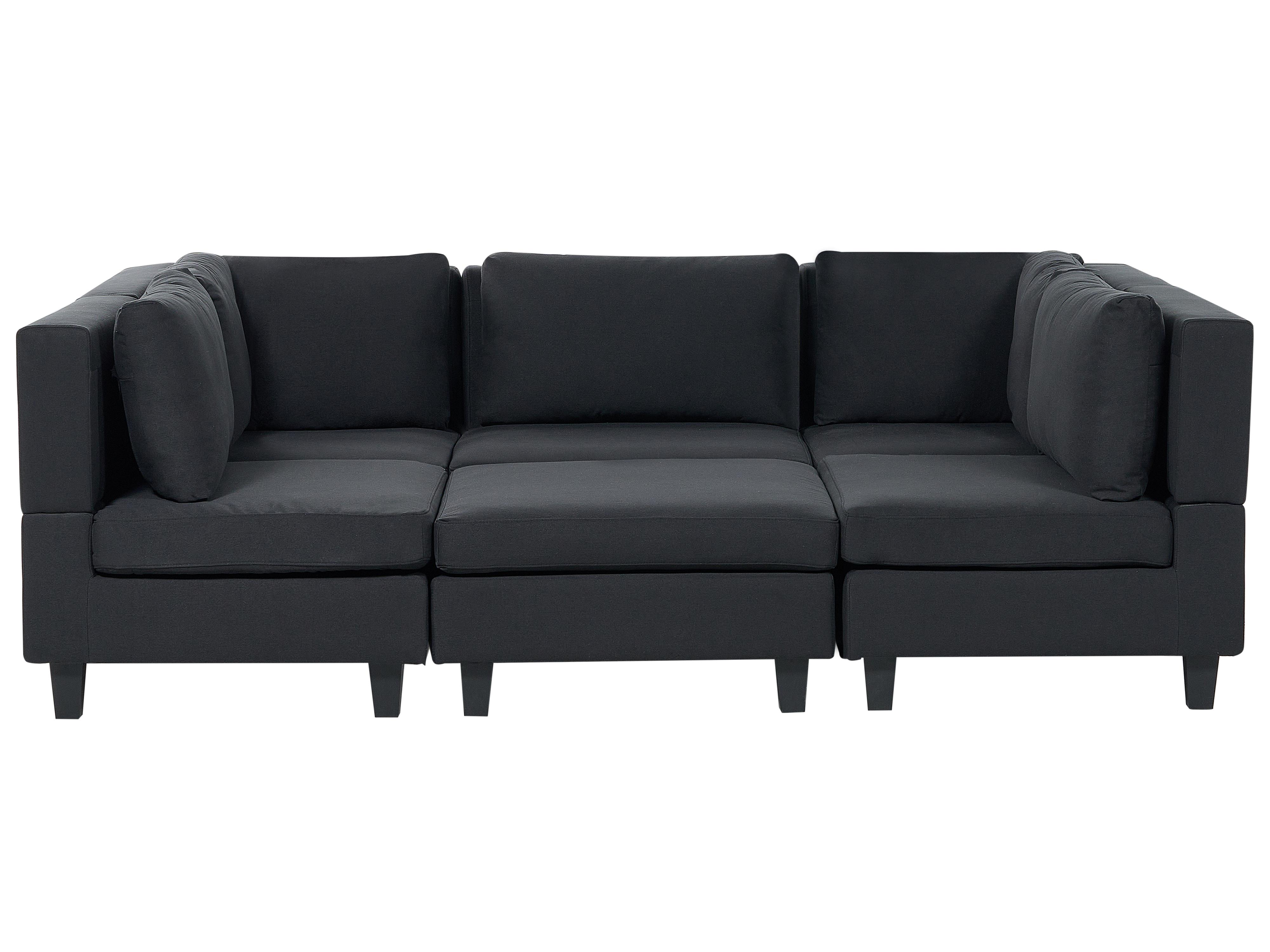 Modulaire U-vormige bank 5-zits UNSTAD Stof Zwart met ottomaan