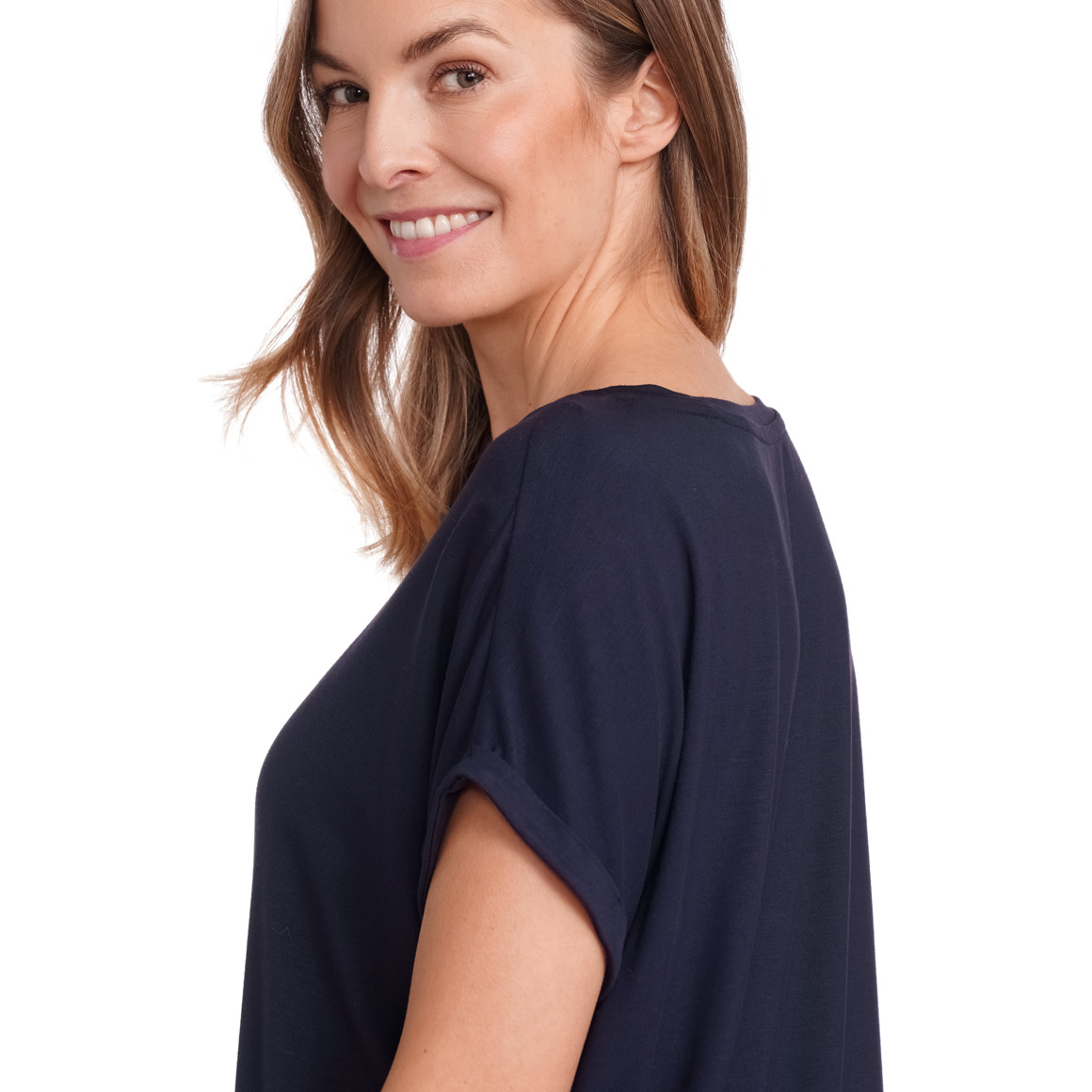 Gina Benotti Damen T-Shirt unifarben dunkelblau