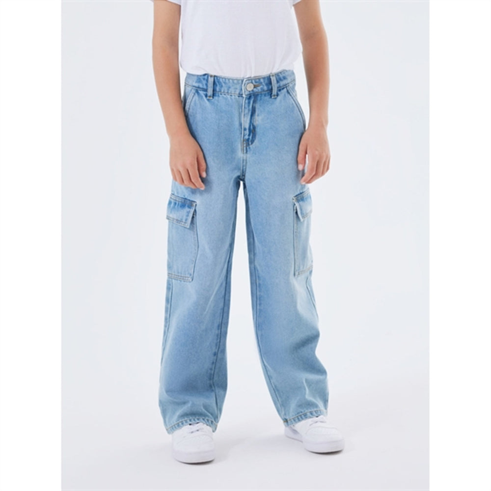 Light Blue Denim Rose Wide Cargo Jeans Noos