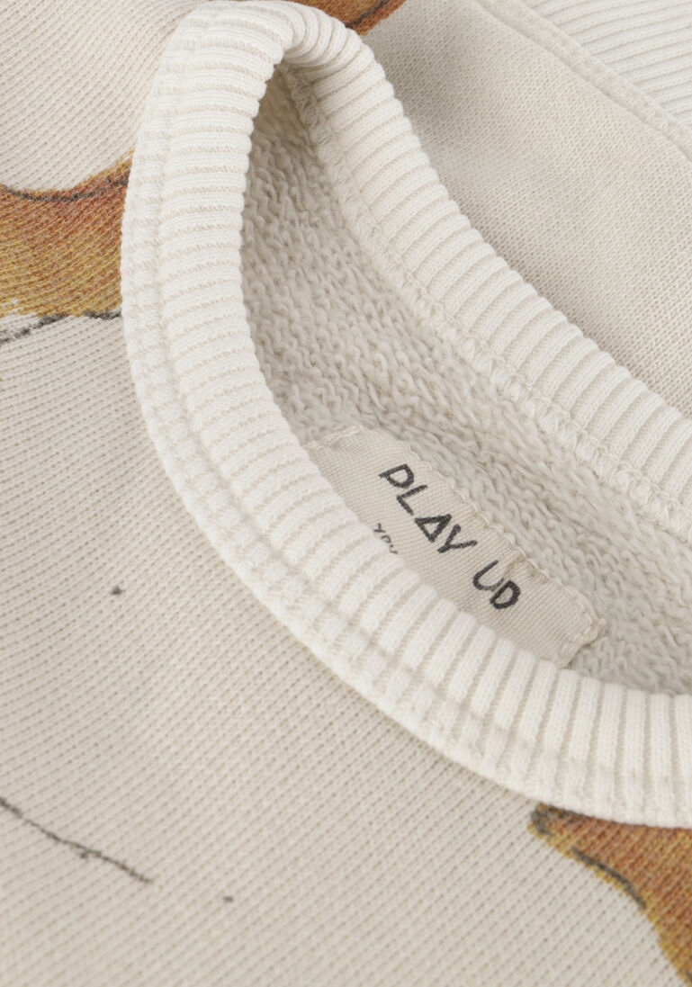PLAY UP beige play up sweater printed fleece sweater