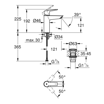 Grohe wastafelkraan Start M-size QuickFix mat zwart