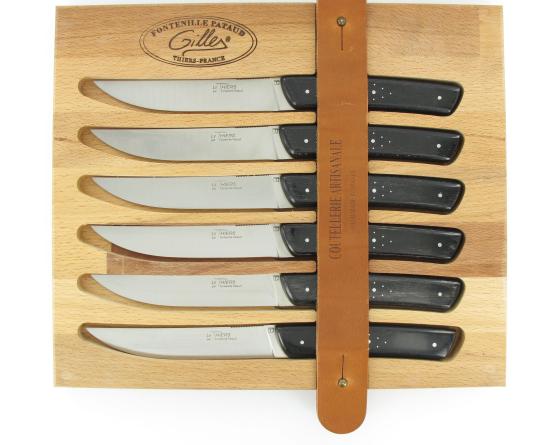 Coffret de 6 Thiers Fontenille Pataud en STAMINA Ebène Couteaux de Table par Fontenille Pataud