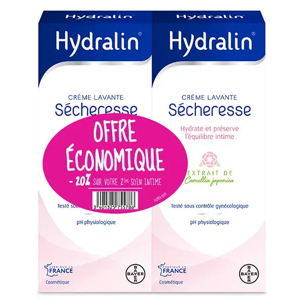 Creme de Limpeza Hidratante Hydralin para Pele Seca, Pacote com 2 x 200ml